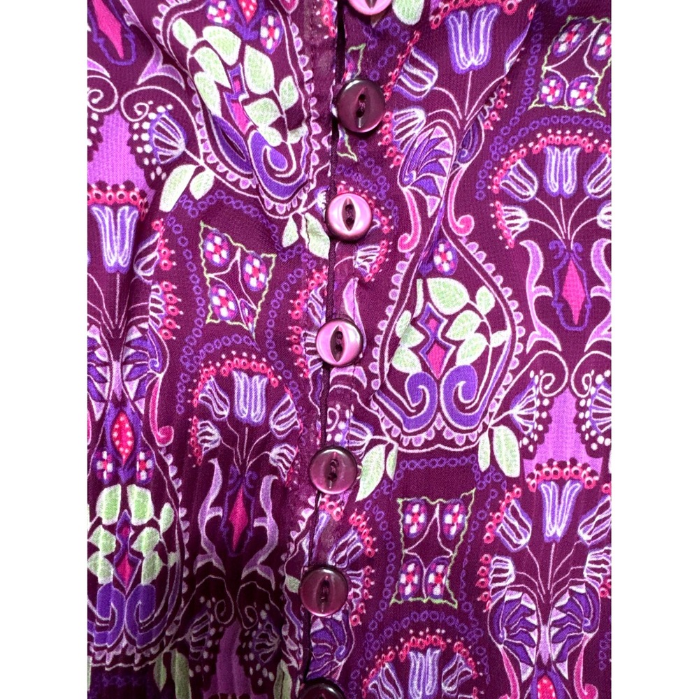 Avenue Womens Purple Medallion Button Front Tank Top Blouse Plus Size 14/16 - Picture 4 of 6